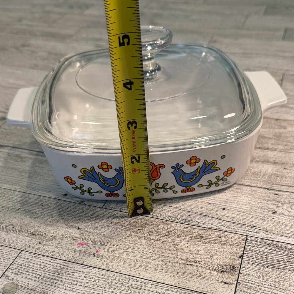 VTG 1975 Corning Ware Country Festival A-8-B Bake Serve Bowl Dish & LID Birds - Picture 4 of 6